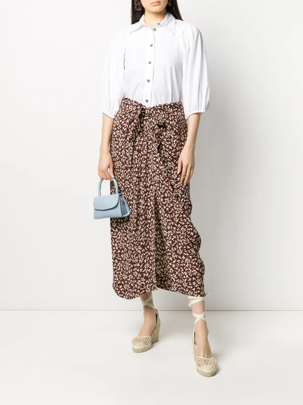 ganni floral midi skirt