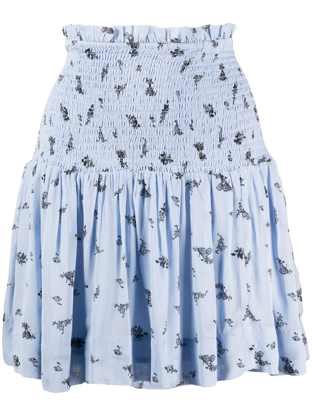 Ganni Floral Print Smock Skirt In Blue