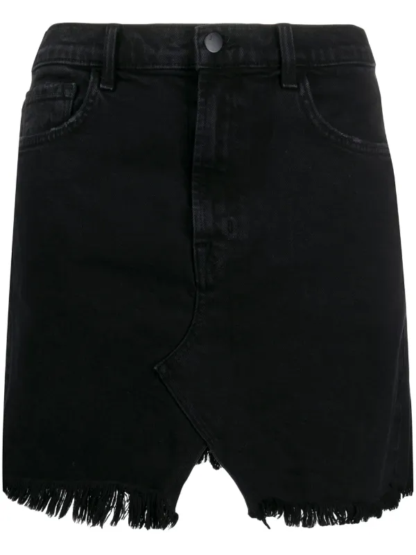 black frayed denim skirt