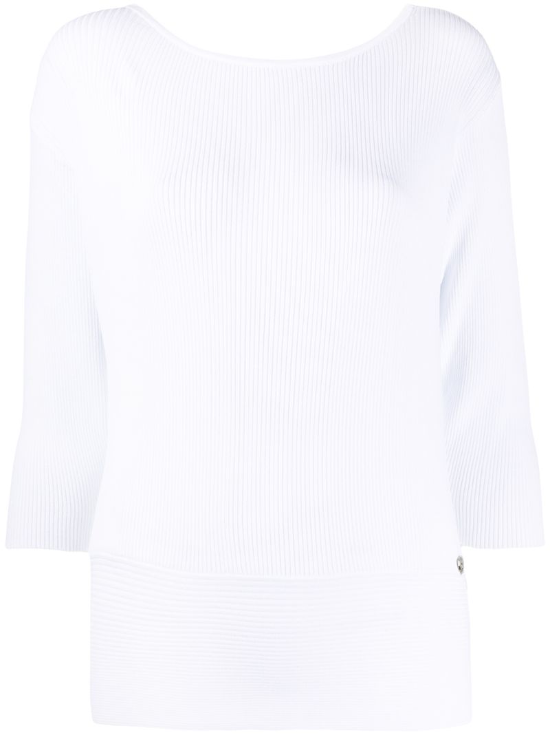 Twinset Ribbed Fitted Top In White