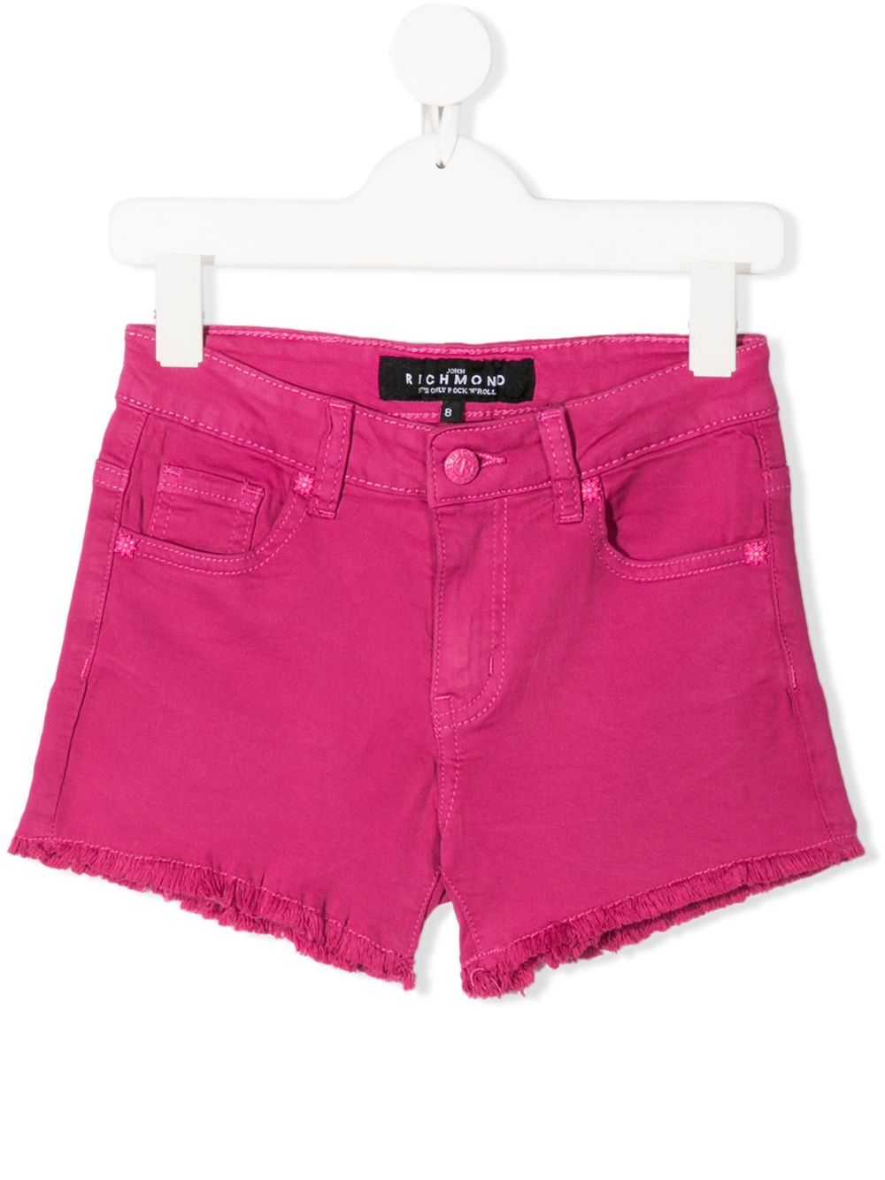 John Richmond Junior Teen Rhinestone-logo Denim Shorts In Pink