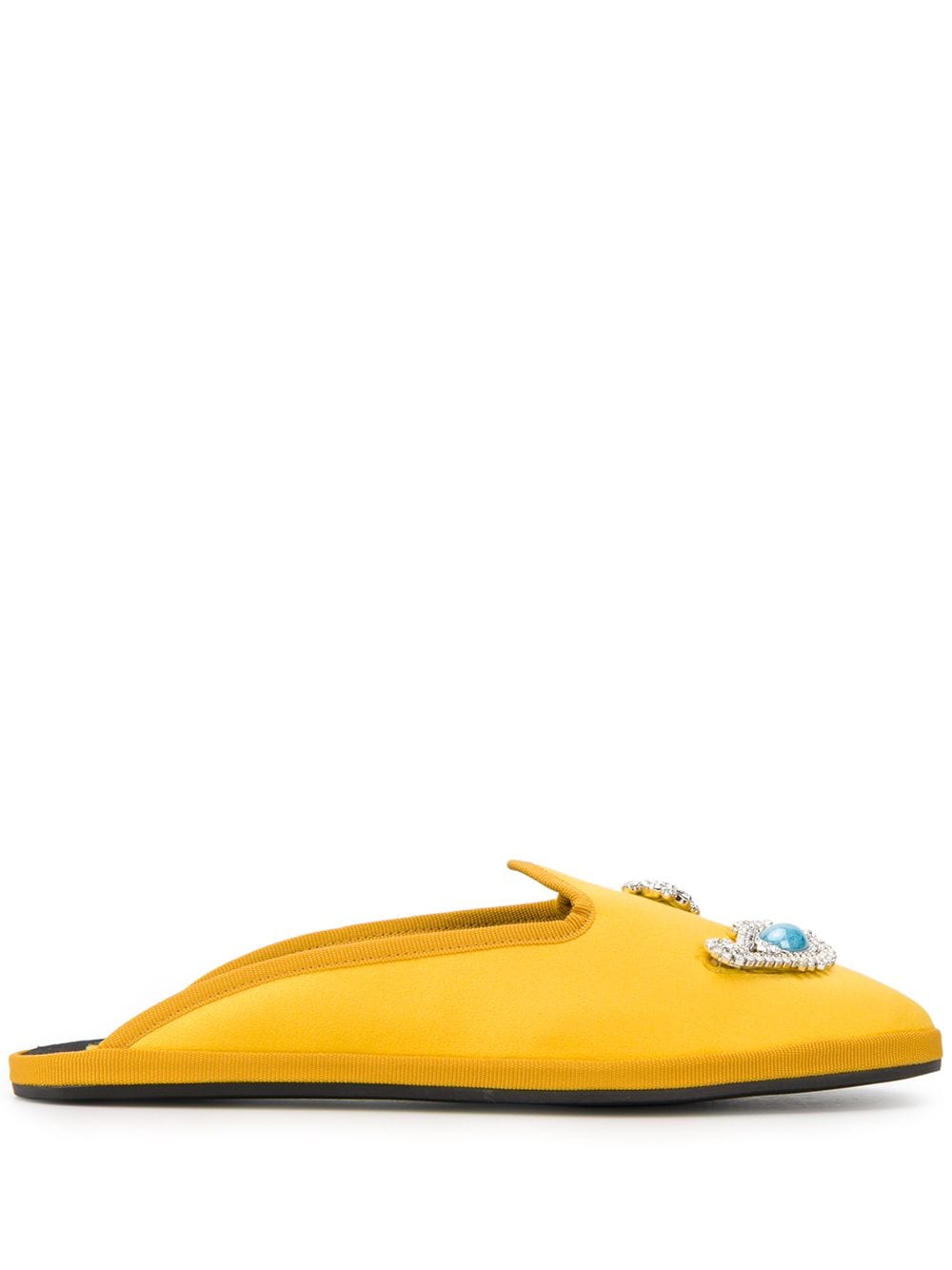 Giannico Embellished Flat Slippers In Yellow
