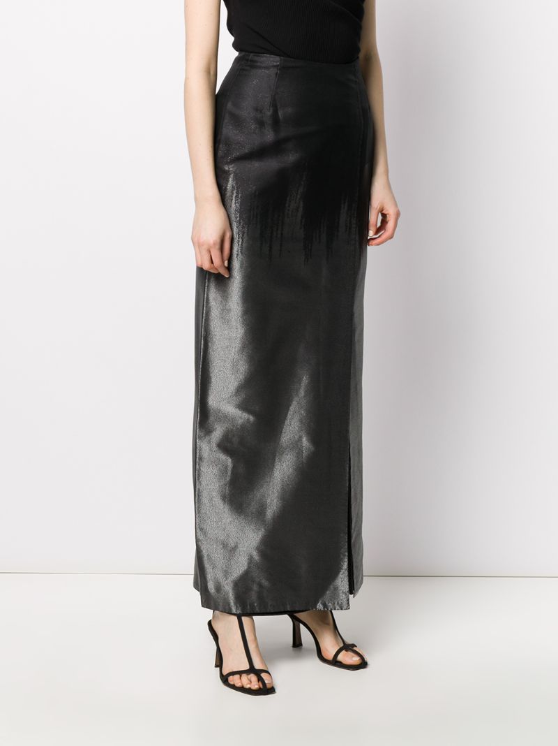 Pre-owned Gianfranco Ferre 1990s High Waisted Silk Skirt In Black