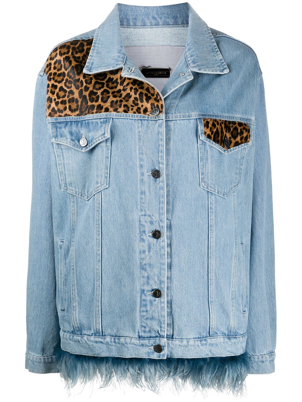 фото Simonetta ravizza джинсовая куртка с леопардовым принтом