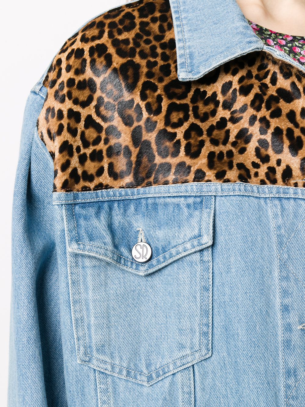фото Simonetta ravizza джинсовая куртка с леопардовым принтом