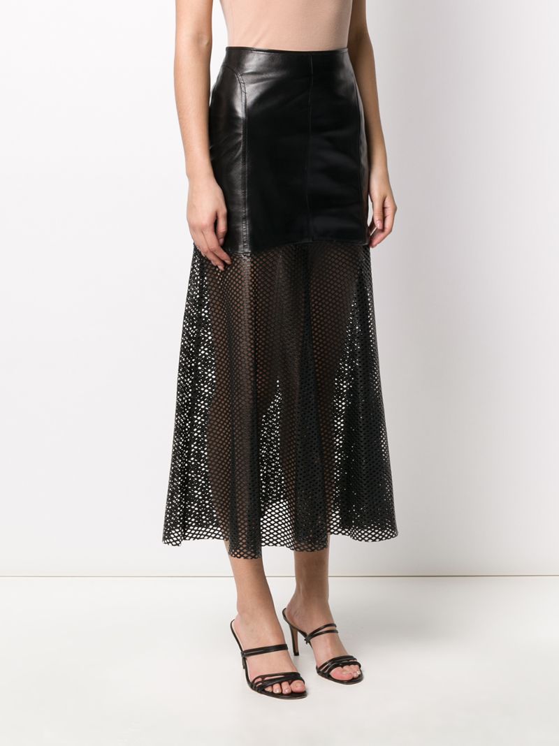 Shop Simonetta Ravizza Lattice-panelled Skirt In Black