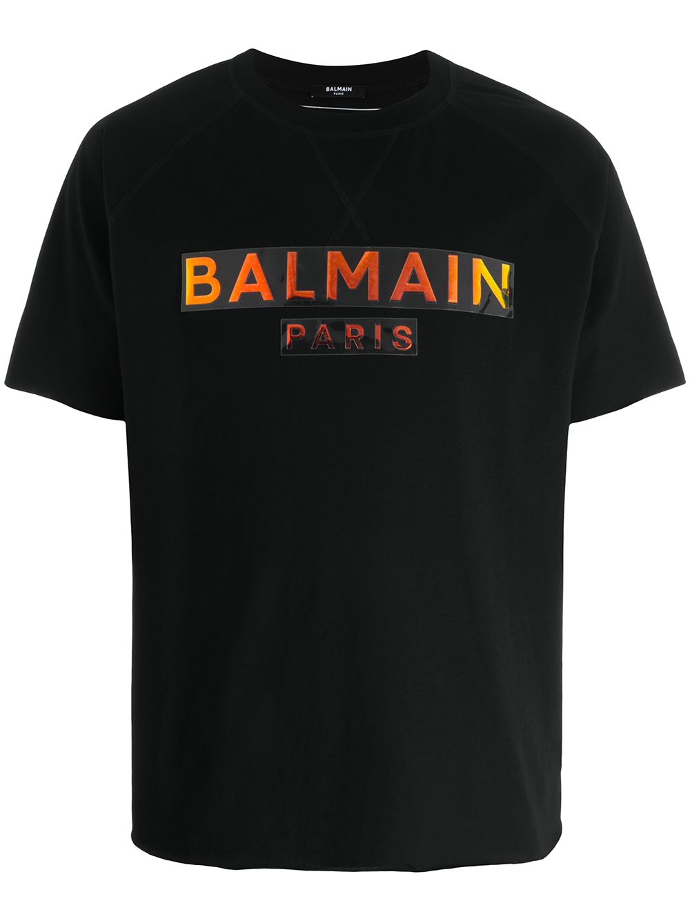 Balmain Hologram Logo Printed T-shirt In Black