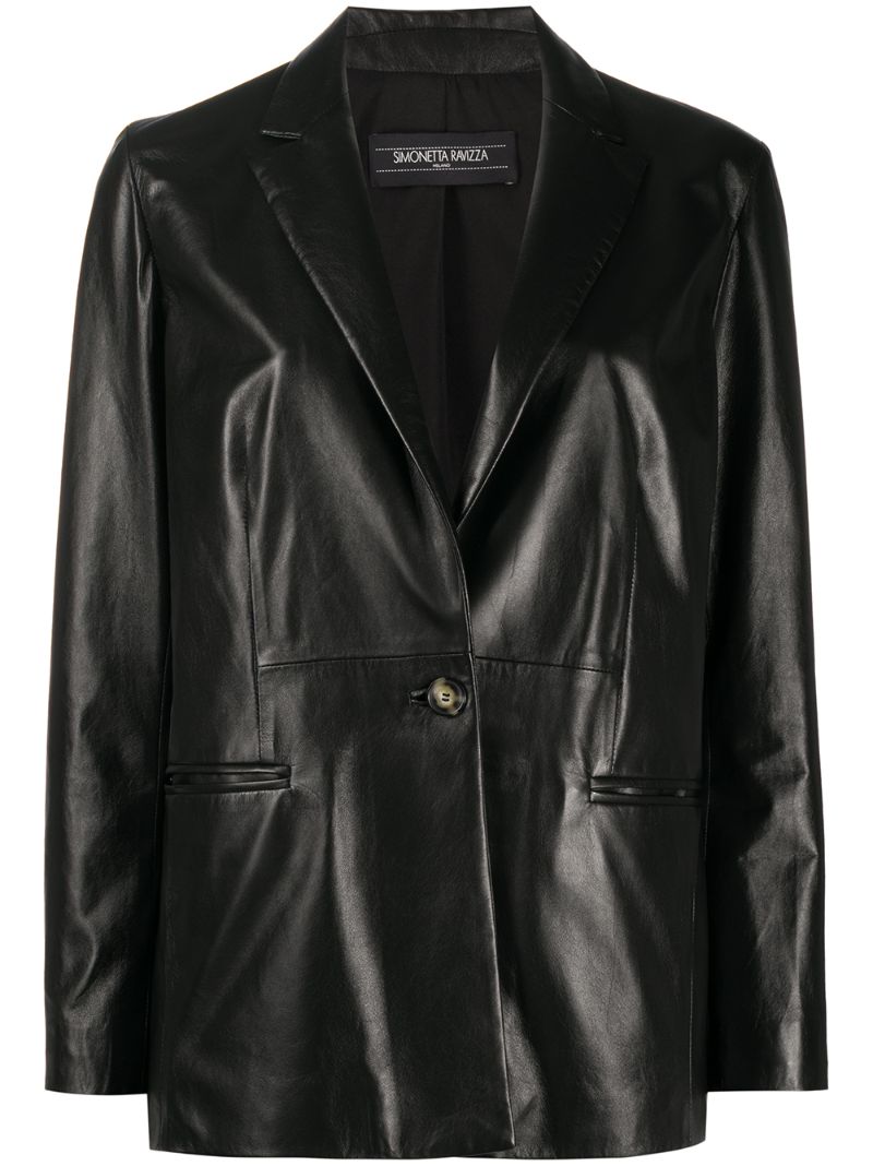 Simonetta Ravizza Betty Leather Blazer In Black