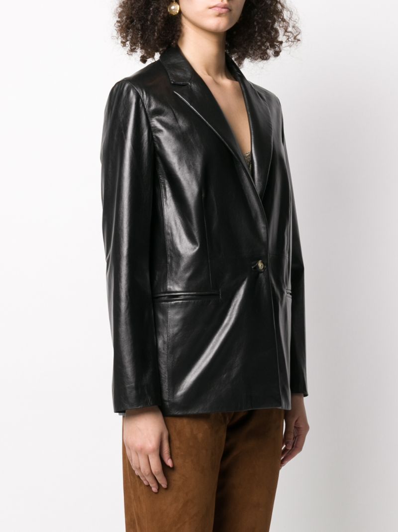 Shop Simonetta Ravizza Betty Leather Blazer In Black