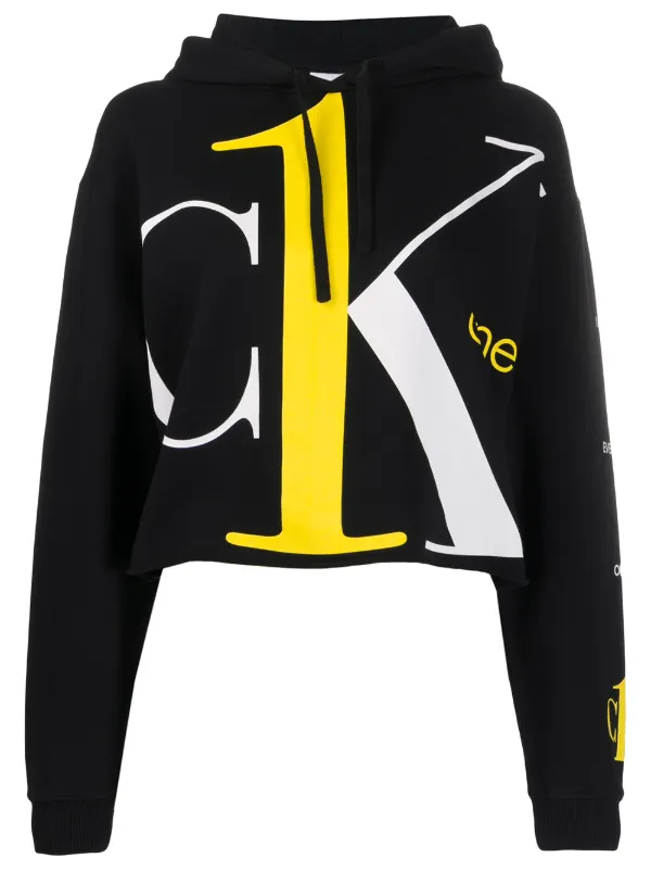 calvin klein cropped logo hoodie