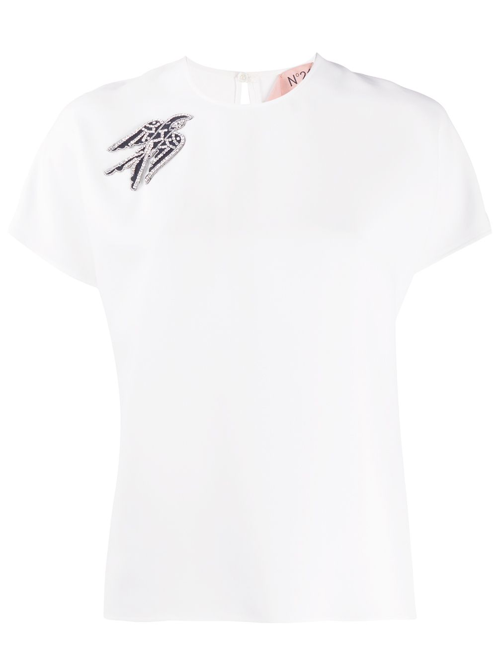 N°21 Embellished Swallow T-shirt In White