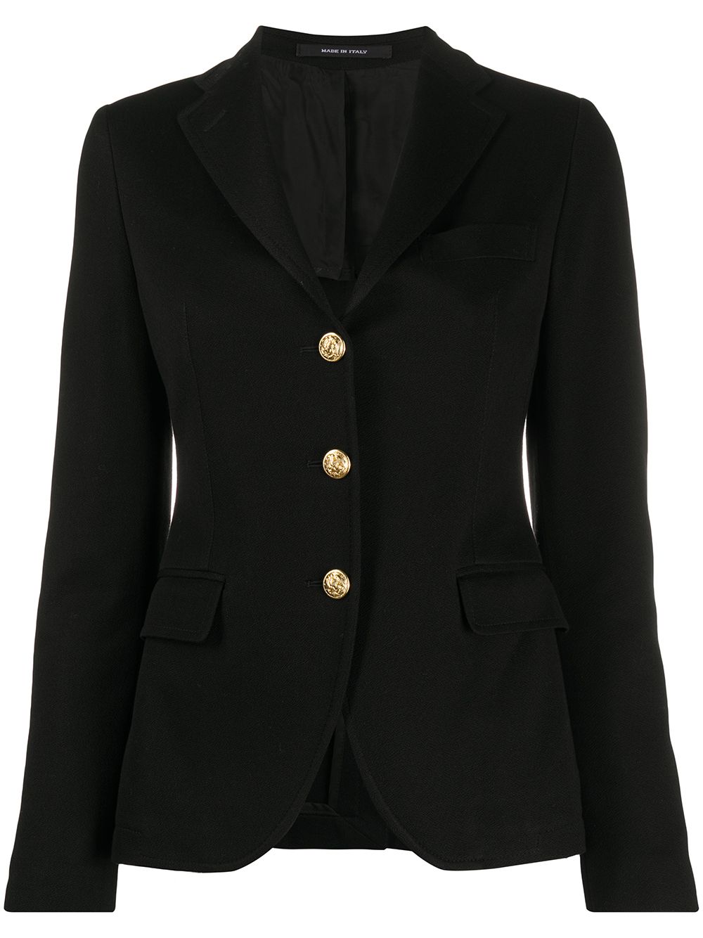 Tagliatore Embossed Button Blazer In Black