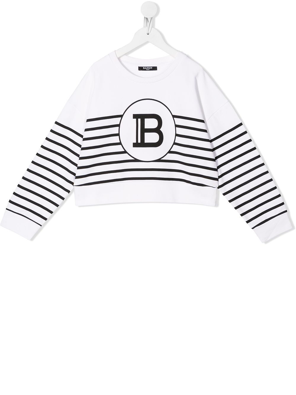 фото Balmain kids полосатая футболка с монограммой