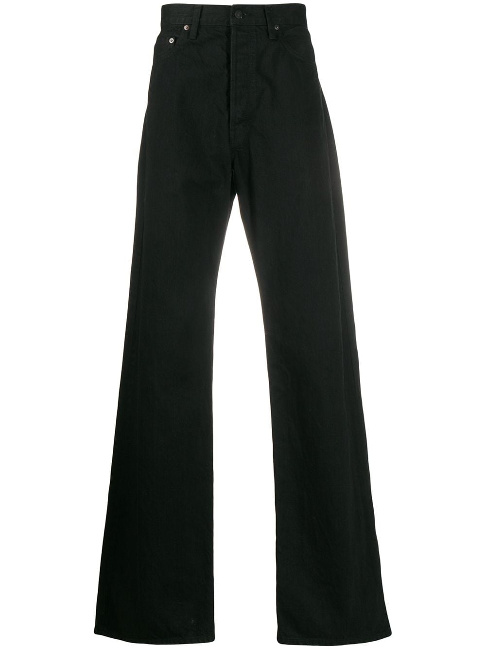 Shop Yohji Yamamoto Logo-print Flared Trousers In Black