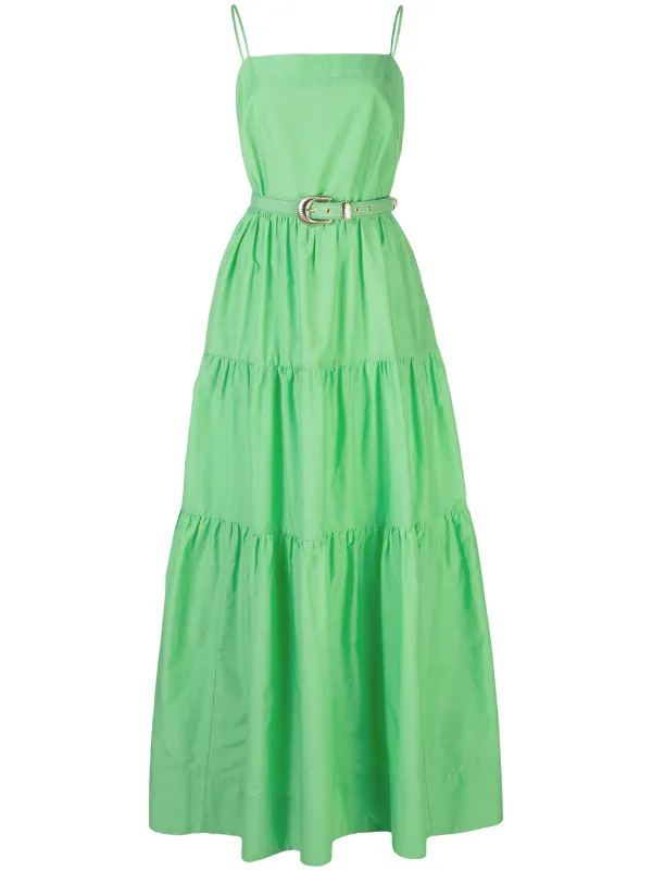 green tiered maxi dress