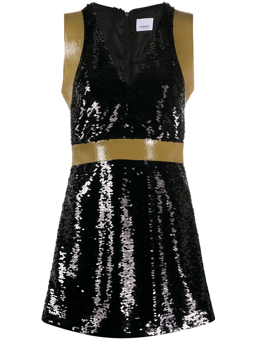 Burberry Oana Tape-trimmed Sequined Crepe Mini Dress In Black