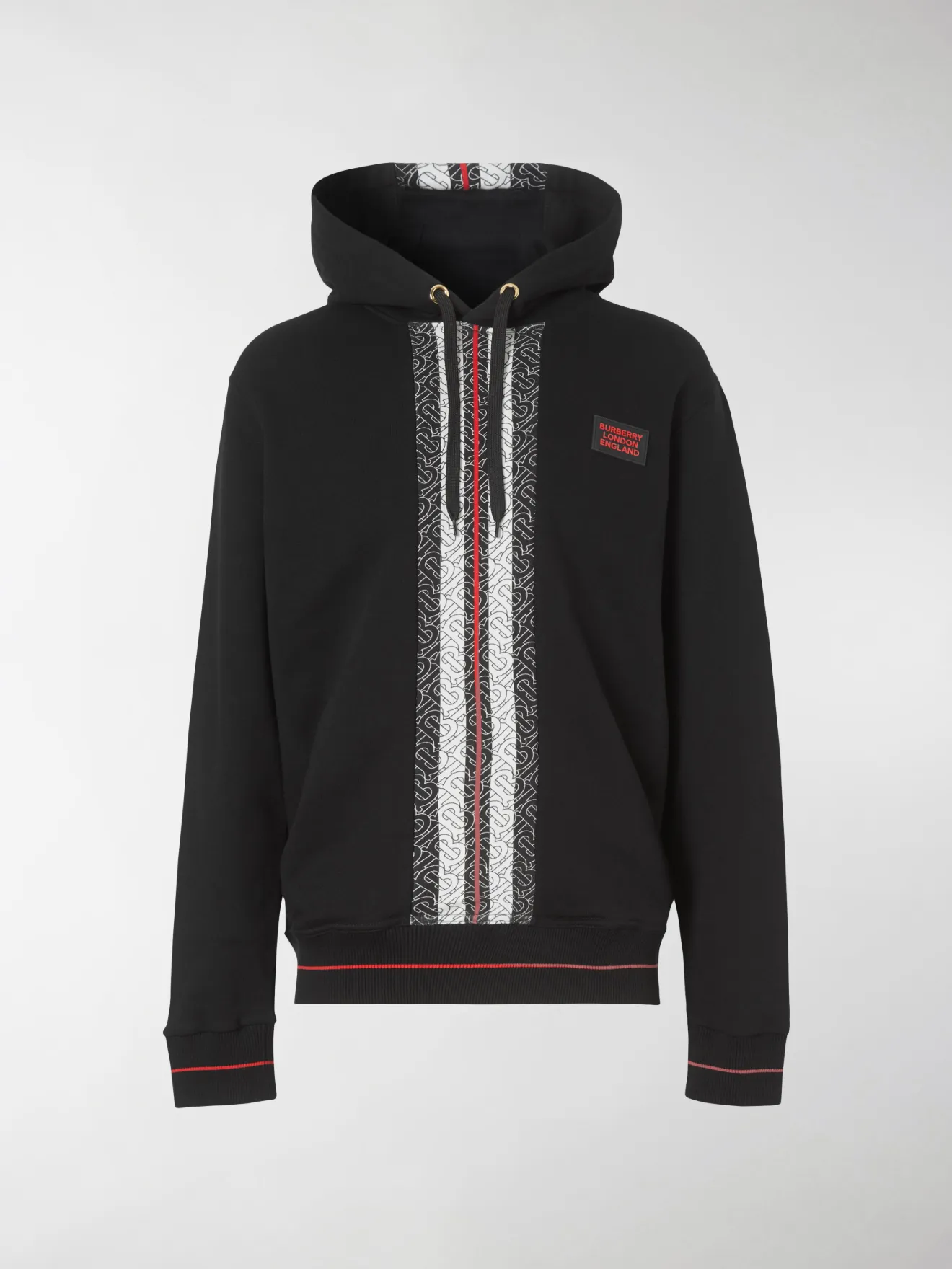 Burberry monogram stripe panel hoodie black | MODES