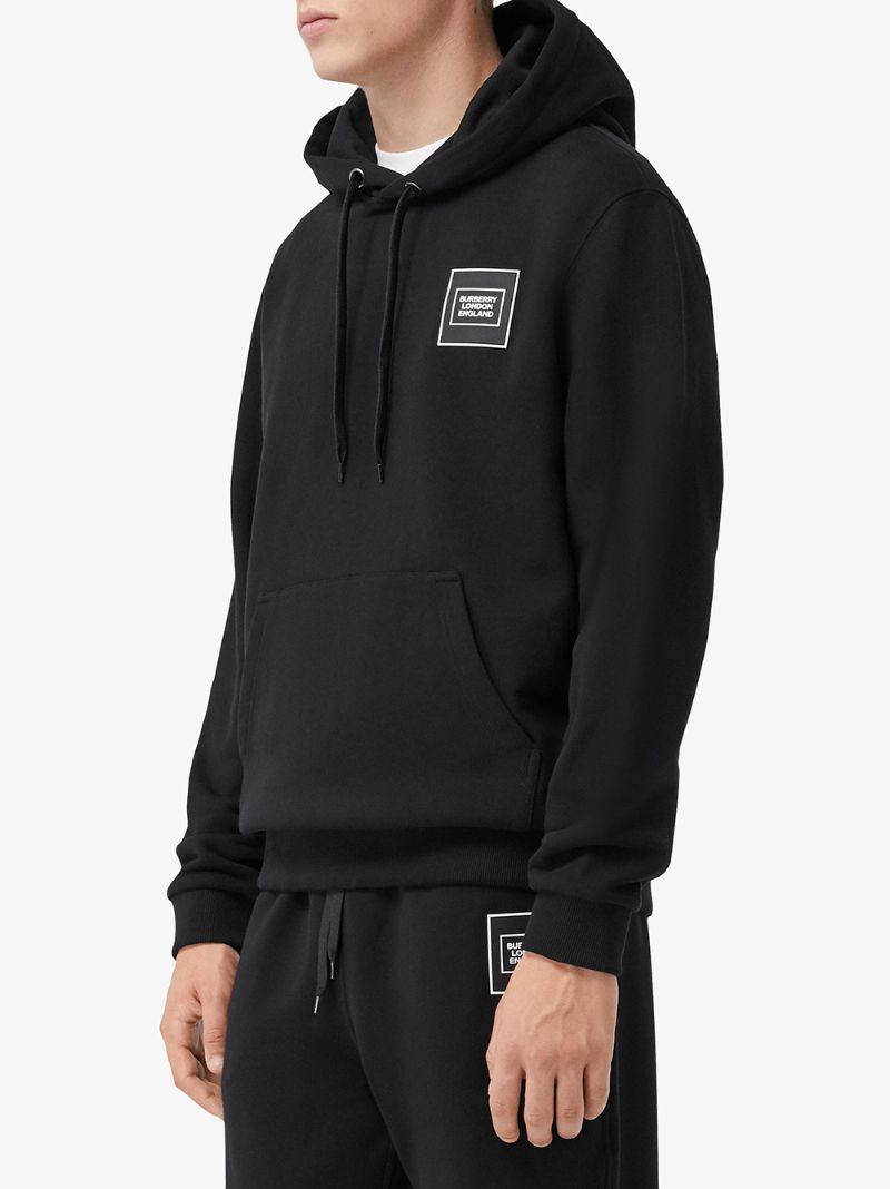 Shop Burberry Logo Patch Hoodie In Black
