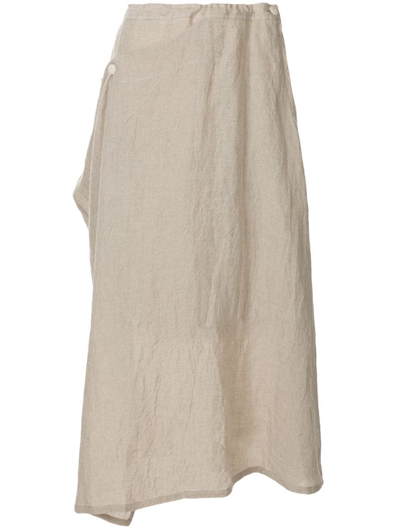 Y's Asymmetric Wrap Skirt In Neutrals