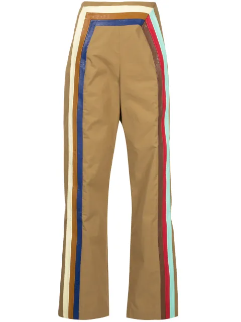 Plank leather-trimmed flared trousers 