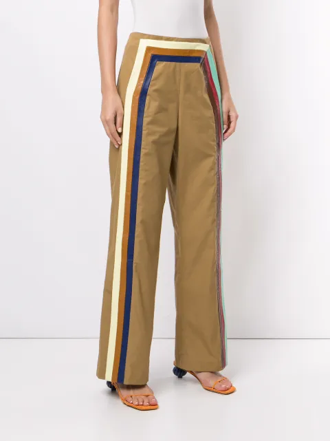 Plank leather-trimmed flared trousers 