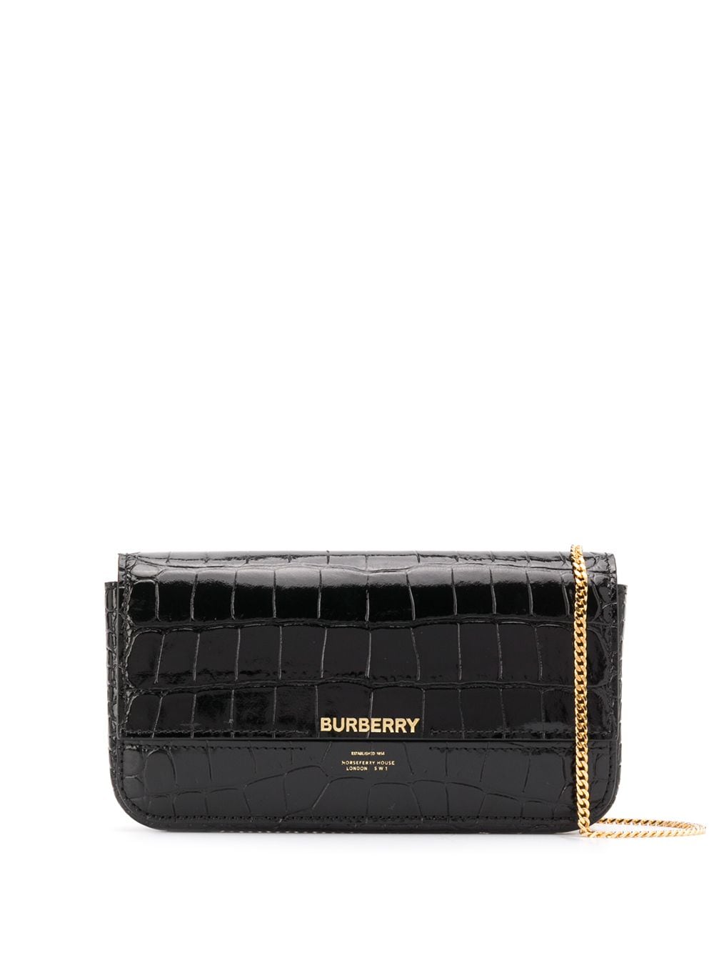 Burberry Croco Embossed Crossbody Bag In Schwarz | ModeSens