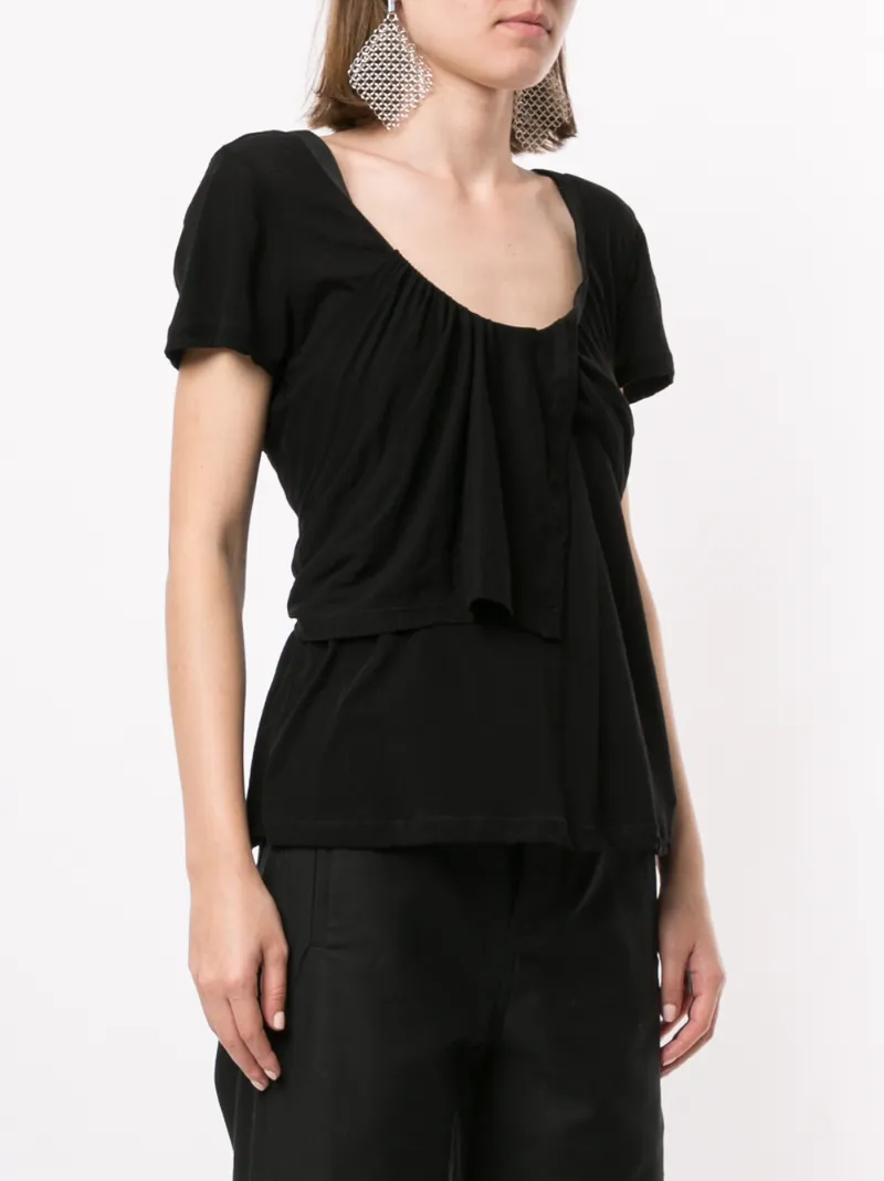 Ben Taverniti Unravel Project Panelled Scoop Neck T-shirt In Black