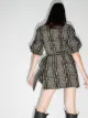 GANNI belted check-print mini dress