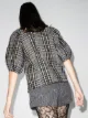 GANNI check-print seersucker blouse