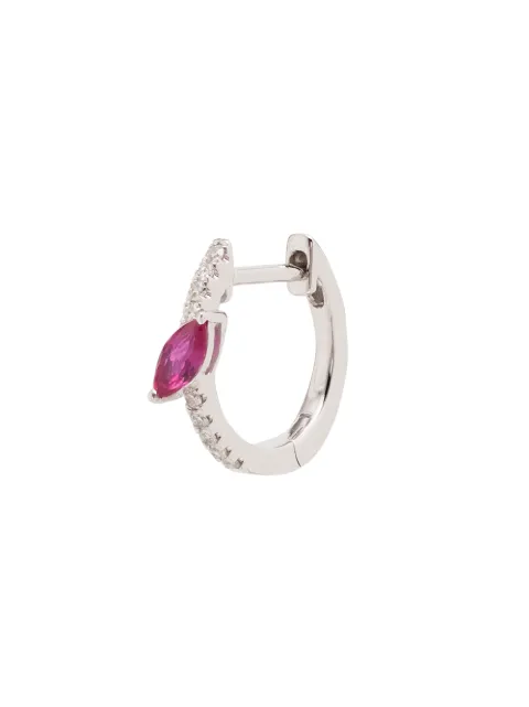 Roxanne First 14kt white gold diamond and pink sapphire marquise hoop earring