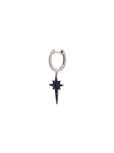 Roxanne First 14kt white gold sapphire star drop diamond hoop