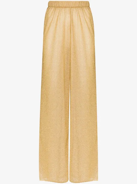 Oséree Lumière metallic wide leg trousers