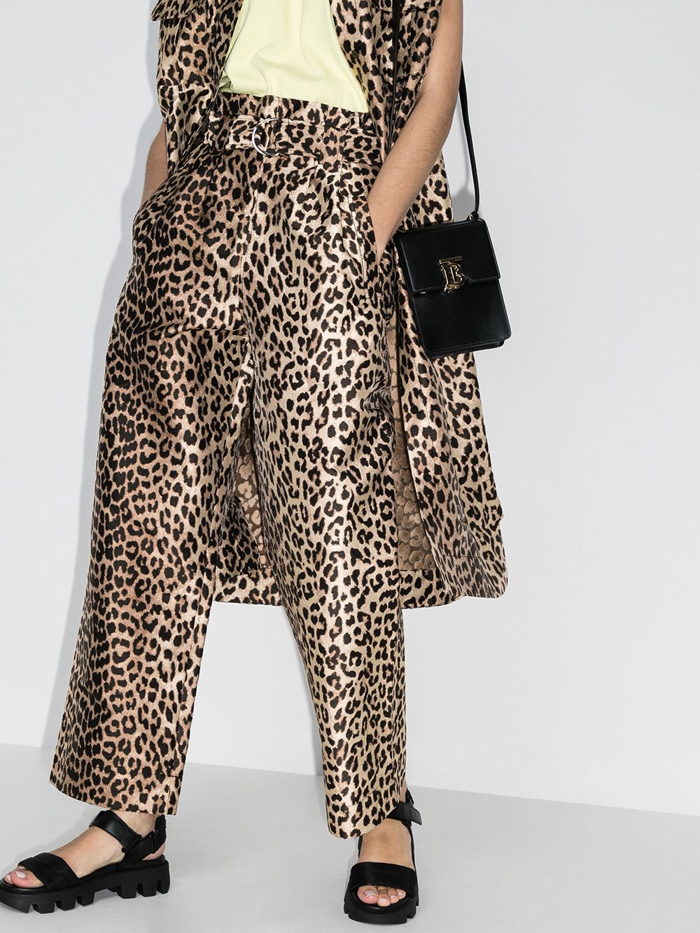 фото Ganni жаккардовые брюки с леопардовым принтом