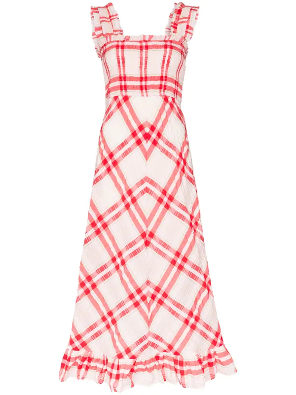 ganni red check dress
