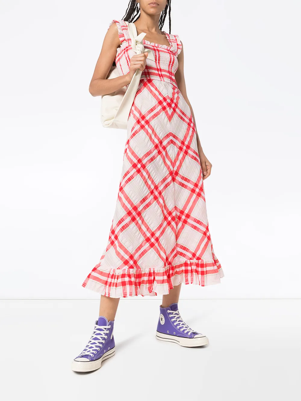 checked maxi dress