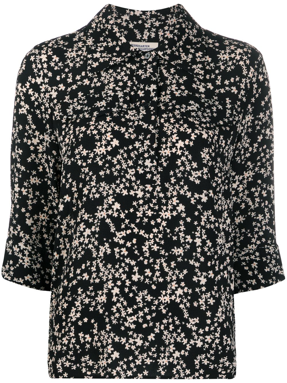 Baum Und Pferdgarten Button Down Ditsy Floral Print Blouse In Black