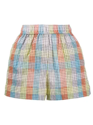 GANNI check-print seersucker shorts 