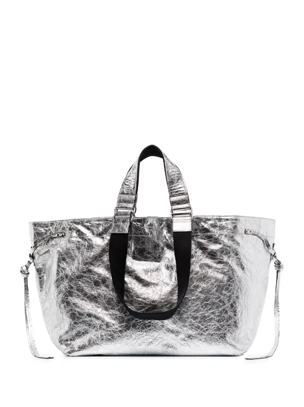 metallic leather tote