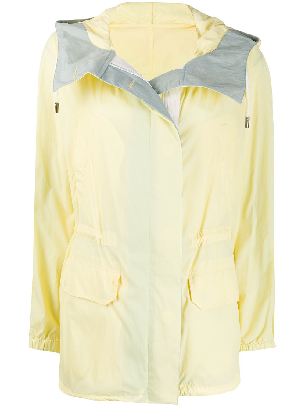 YVES SALOMON COLOUR BLOCK HOODED RAIN COAT