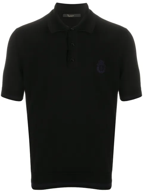 Billionaire crest-embroidered knitted polo shirt