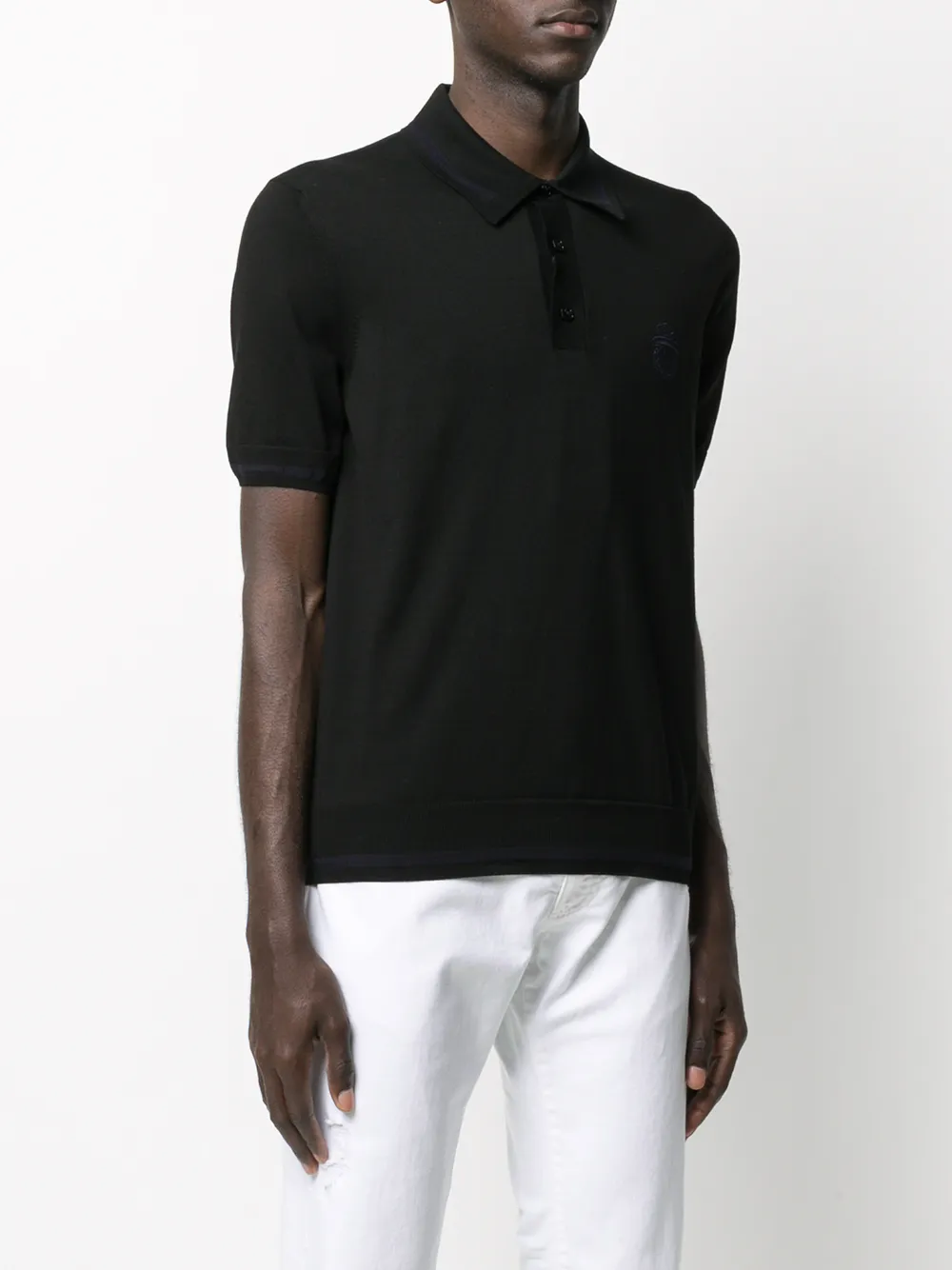 Billionaire crest-embroidered knitted polo shirt Zwart