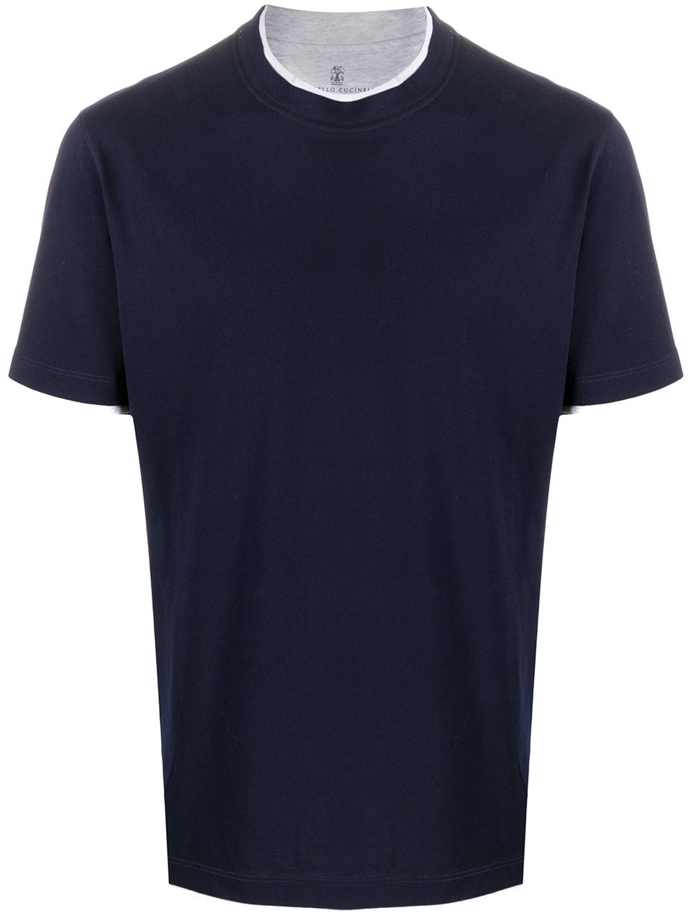 Pre-owned Brunello Cucinelli Double Cuffed Cotton T-shirt In 蓝色