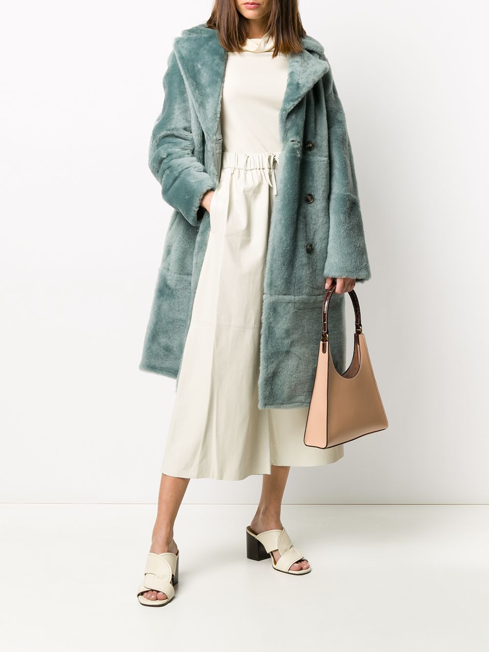 фото Yves salomon double breasted shearling coat