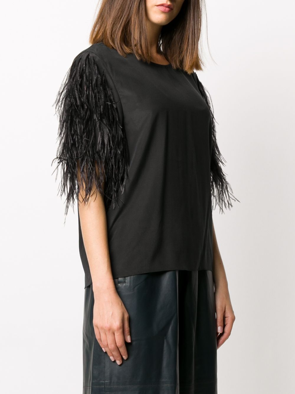 фото Yves salomon feathered sleeve t-shirt