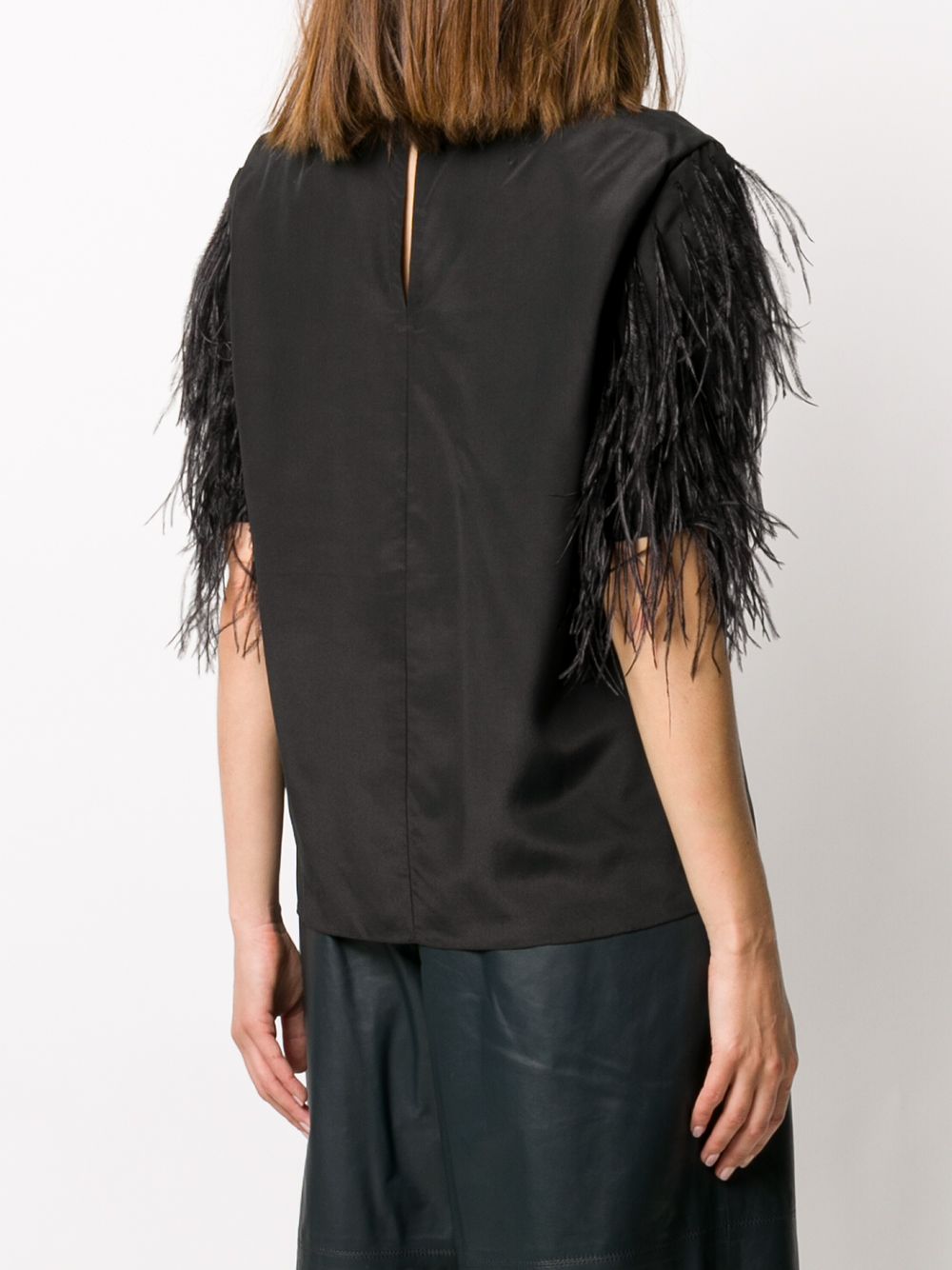 фото Yves salomon feathered sleeve t-shirt