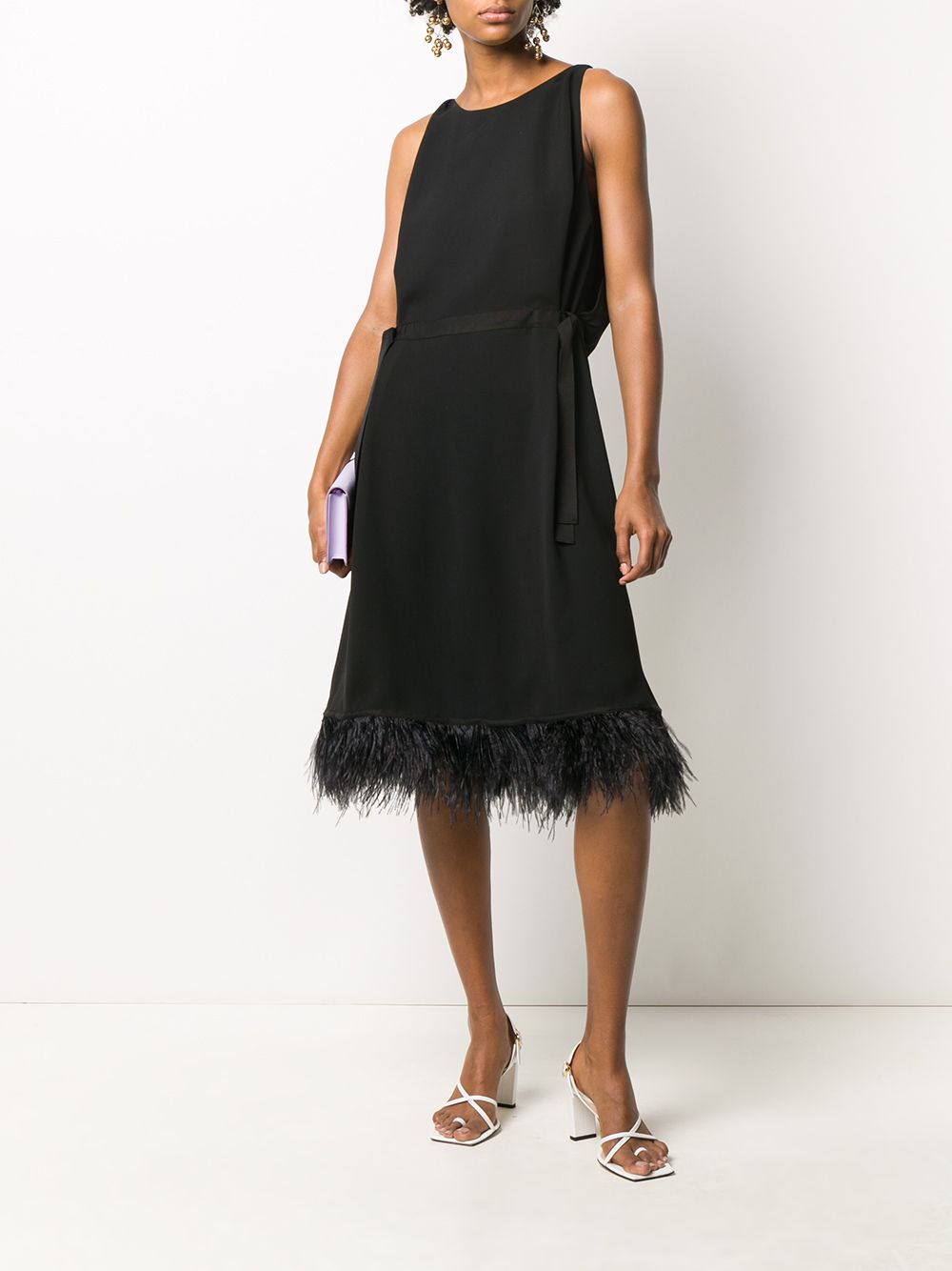 фото Yves salomon feather trimmed midi dress