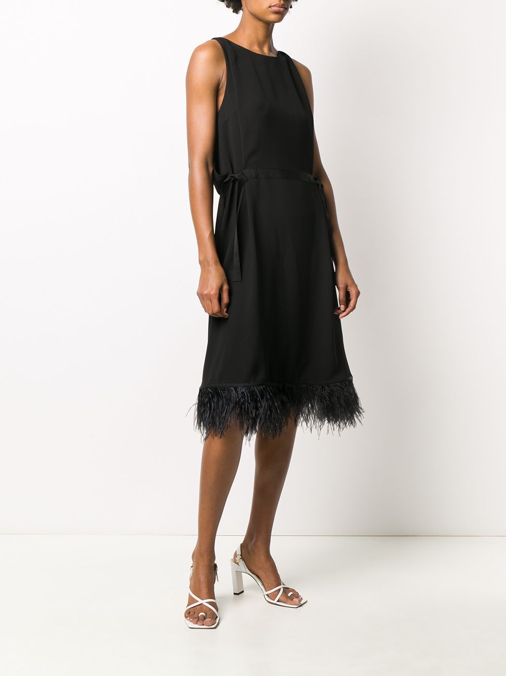 фото Yves salomon feather trimmed midi dress