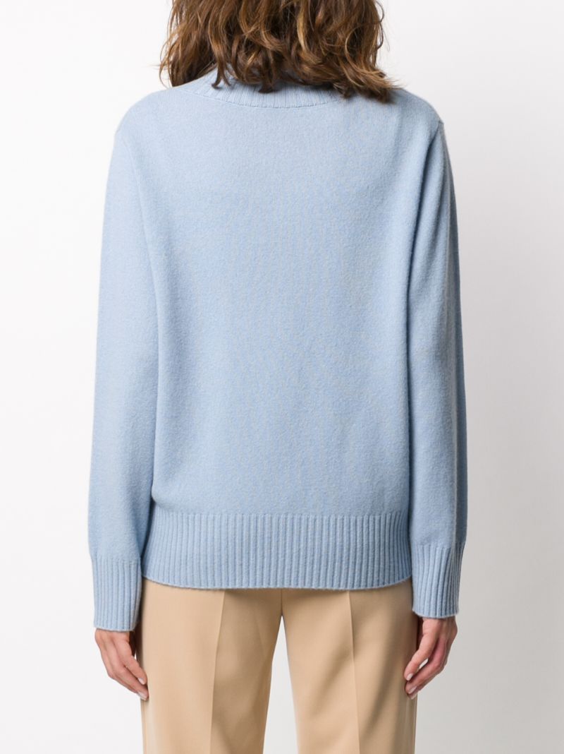 Shop Luisa Cerano Ribbed V-neck Jumper In Blue