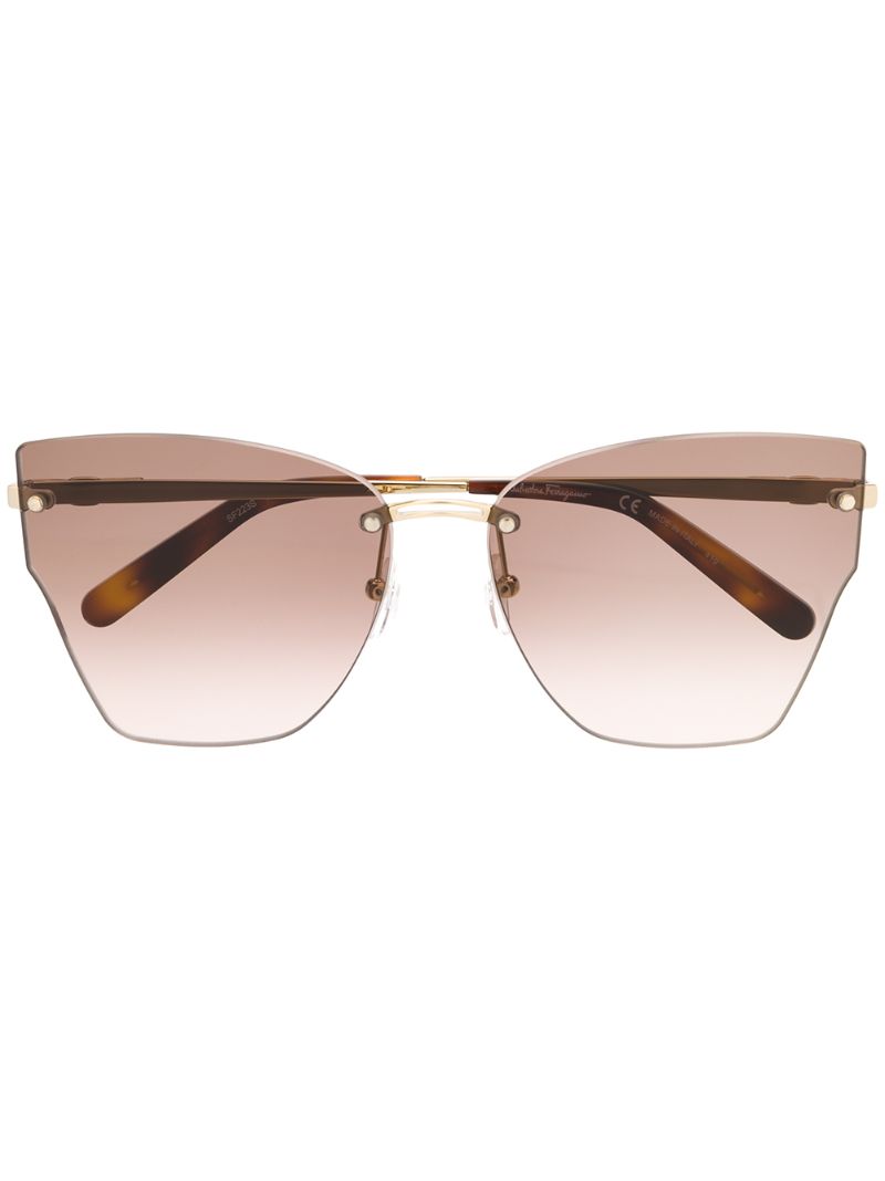 Ferragamo Rimless Butterfly-frame Sunglasses In Gold