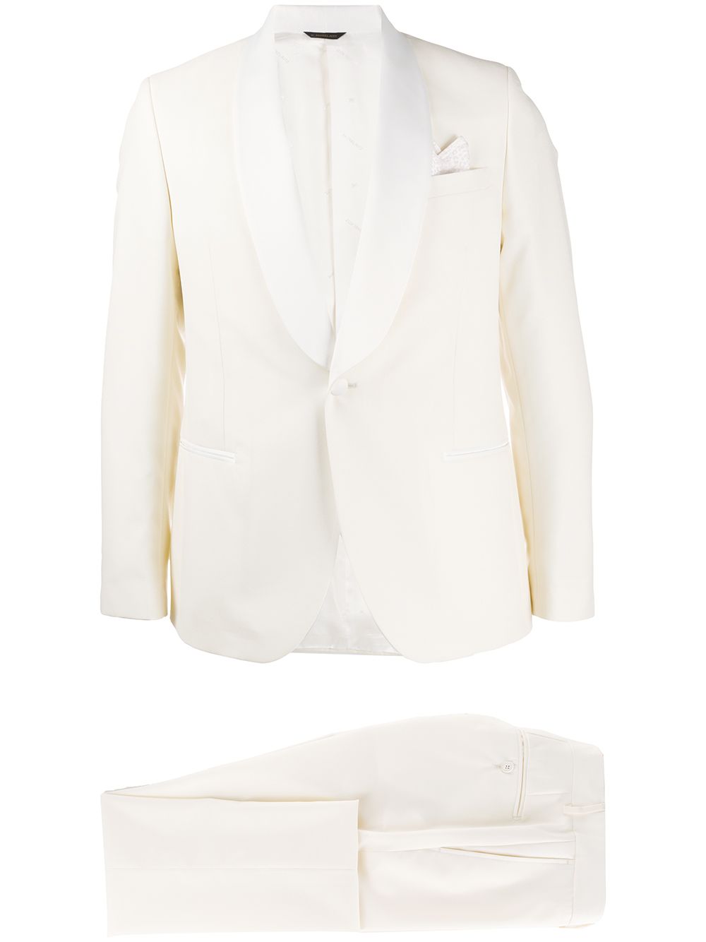 Manuel Ritz Single Breasted Tuxedo Suit In White